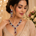 Ruby Red Crystal Necklace Set