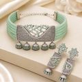 Mint Green AD Choker Necklace Set