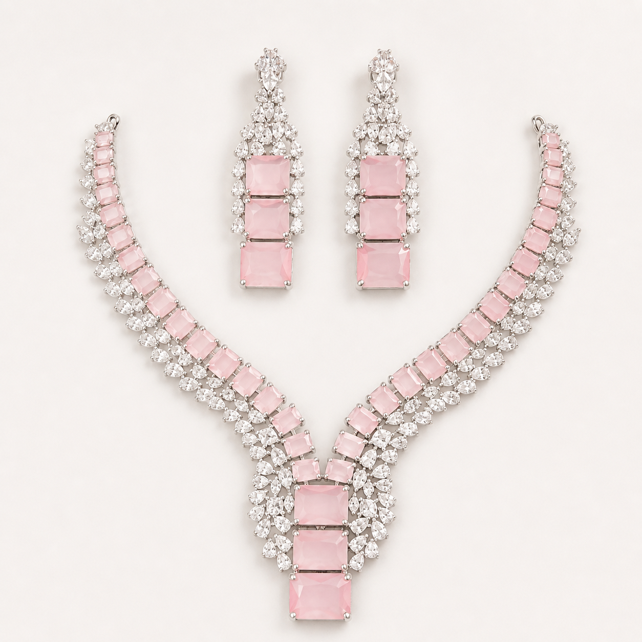 Pink AD Stone Necklace Set