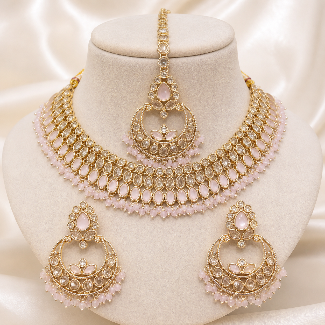 Pink Kundan Choker Necklace Set