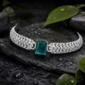 Emerald Green AD Choker Necklace Set