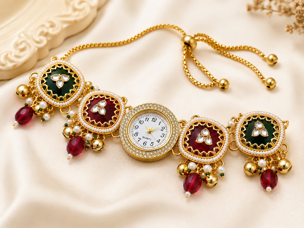 Multicolor Kundan Watch Bracelet