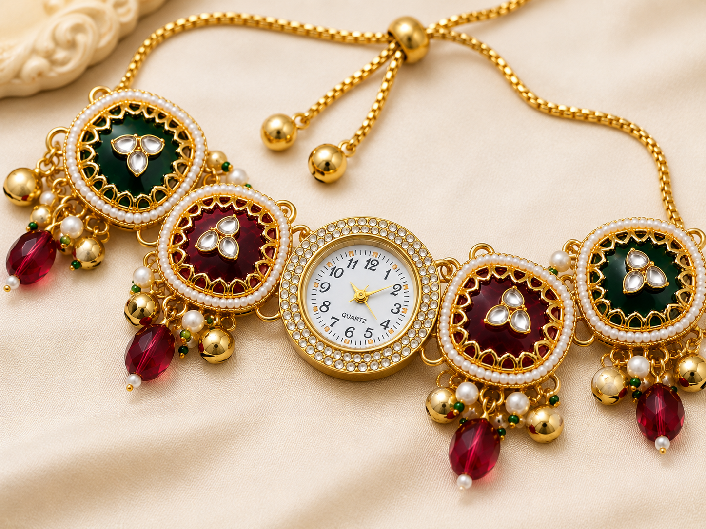 Multicolor Kundan Watch Bracelet