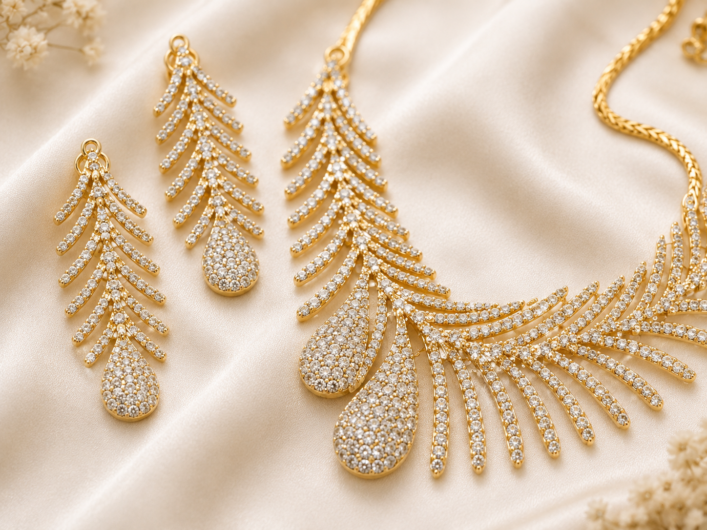 Leaf Design AD Necklace Set