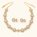Gold AD Round Stone Necklace Set