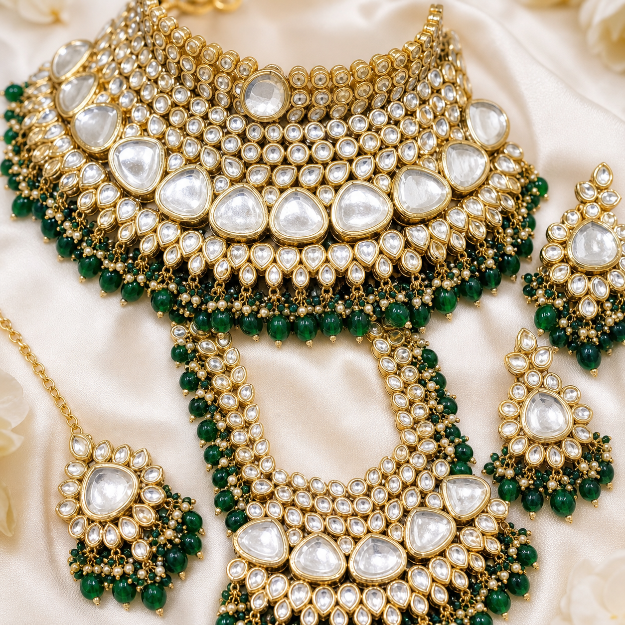 Emerald Kundan Bridal Jewellery Set