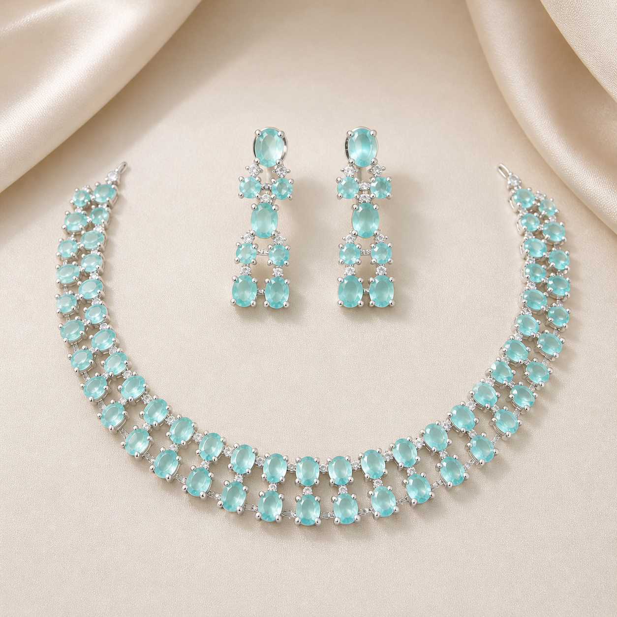 Aqua Stone Necklace Set