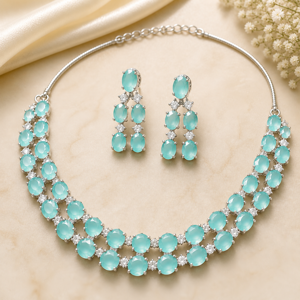 Aqua Stone Necklace Set