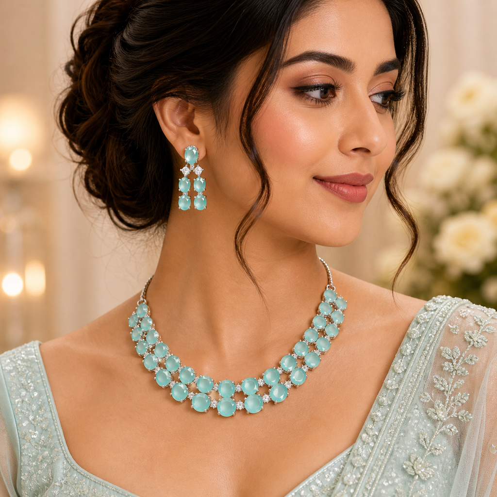 Aqua Stone Necklace Set