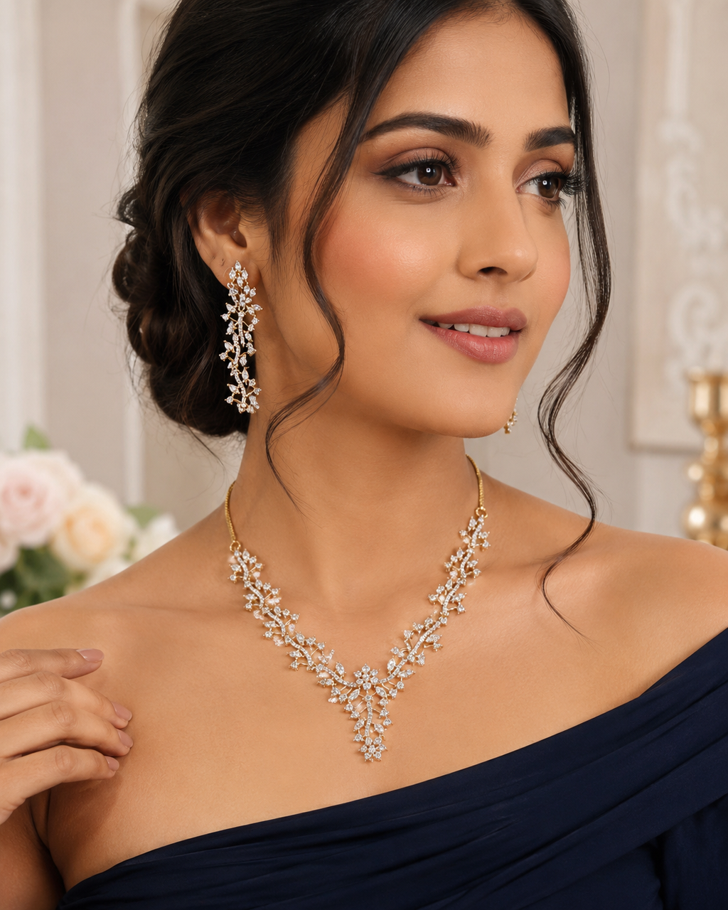 Floral Vine AD Necklace Set