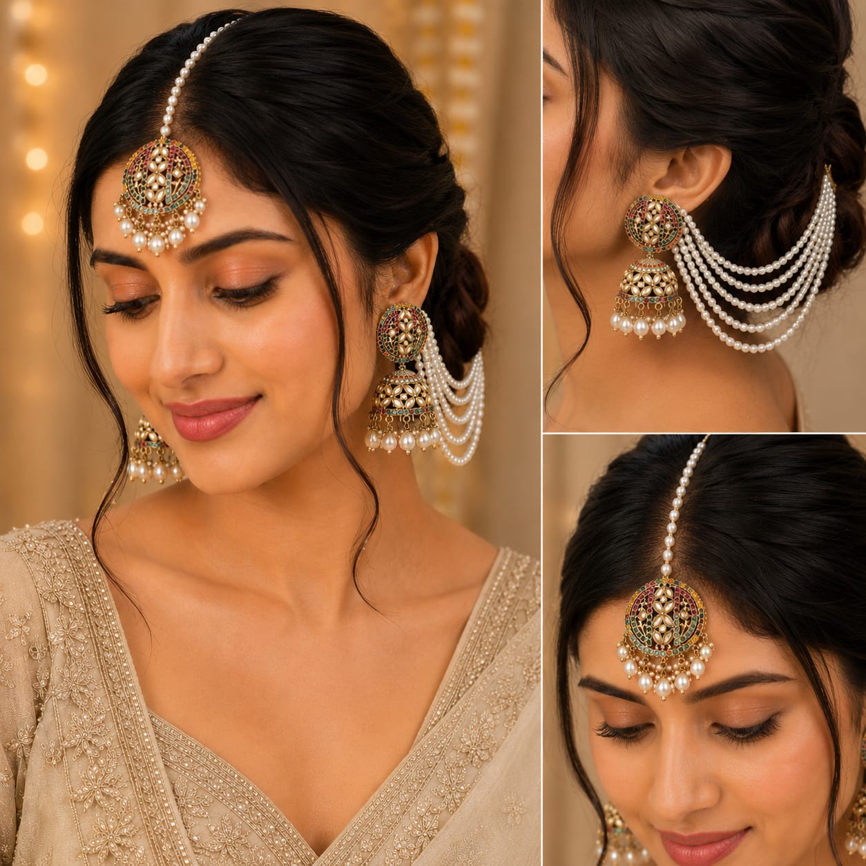 Multicolor Kundan Pearl Necklace Set