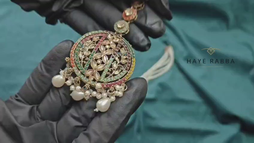 Multicolor Kundan Pearl Necklace Set