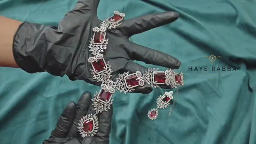 Ruby Red Crystal Necklace Set