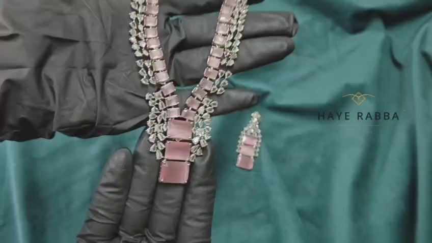 Pink AD Stone Necklace Set